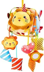 Stuffed Animal Rattle Toys - Colorful Stroller Toy - Portable Stuffed Plush Doll, Detachable Babies Travel Activity for Boys, Girls