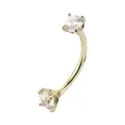 14K Yellow Gold With Natural Diamonds Curved Barbell Eyebrow Lip Rook Daith 16G