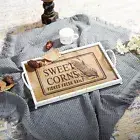 Personalized Tray for Ottoman, 16 Inch Rustic Wooden Serving Tray with Handles,