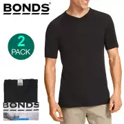 Bonds 2 Pack V Neck Raglan Blank Plain Mens Black T‑shirt Tee Top Soft Cotton