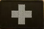 Switzerland Flag Patch W/ VELCRO® Brand Fastener Tactical Emblem Black & Gray