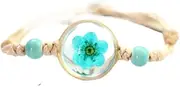 [AELOUS] Fashion Braided Bracelets - Handmade Woven Bracelet Fashion Blue Crystal Transparency Flower Glass Ball Pendant Braided Rope Bracelets Adjustable Lucky Ankle Bangle Jewelry