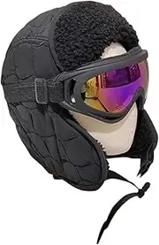 [RYZGOJV] Kids Winter Hat Cycling Cap, Unisex Kids Children Hat Warm Keep Cap with Eyeglasses Outdoor Sports Cap Black, Multicolor, One Size