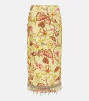 [Zimmermann] Zimmermann Matchmaker embellished linen midi skirt AU 14 yellow