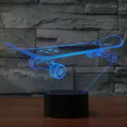 USB 7 Colors Changing Night Light Desk Table 3D LED illusion Skateboard Lamp A