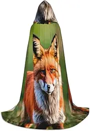 VPPUR Fox Print Unisex Hooded Cloak For Carnival Theme Party Decorations Witch Costume Cosplay