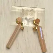 Vintage Estate Pink Striped Lucite Triangle Dangle Clip Earring