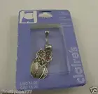 Owl dangle belly button navel ring piercing naval crystals pink eyes feathers