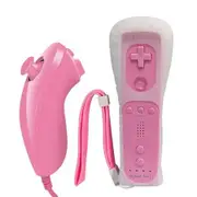 Remote Controller for Wii, Wii Remote and Nunchuck Controllers with Silicon Case and Strap for Wii and Wii U (Pink)