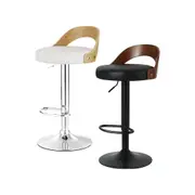 2X Artiss Bar Stools Kitchen Gas Lift Wooden Stool Metal Barstools