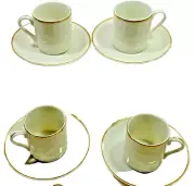 *ROYAL LIMITED *DEMI TASSE SET 4 ~Golden Ivory Cups 4 Saucers - New Open Box~2