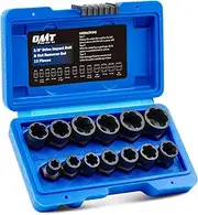 OMT Impact Nut and Bolt Extraction Tool Set, Rusted Damaged Stripped Nut and Bolt Remover Tool Kit, Nut Bolt Extractor Socket Set in 13 SAE and Metric Sizes for 3/8 Inch Drive with Case