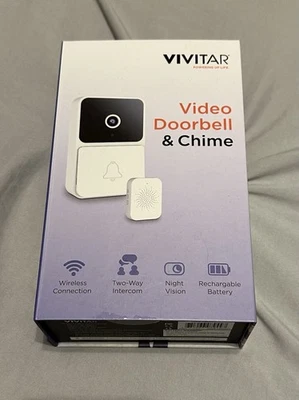 Vivitar Video Doorbell & Chime Kit WIFI White DB201 NEW SEALED