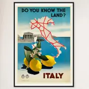 Galrie Italy Vintage Travel Print-Discover the Enchanting Landscapes of Italy Art Décor, Black Frame, A0 84 x 119cm (33x 47inch)