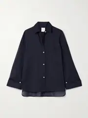 [TWP] TWP - Next Morning Pinstriped Cotton Shirt - Navy - XXS XXS Blue