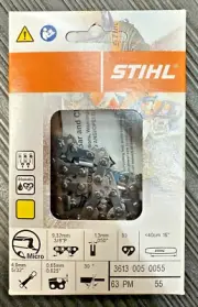 Stihl 16" Chainsaw Chain 63PM 55, 3/8p .050", 55DL, 3613 005 0055 oem