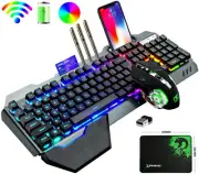 K620 Wireless Gaming Keyboard and Mouse Combo, Mechanical Feel Rechargeable RGB