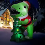Christmas Dinosaur Dino Tree Hat Airblown Inflatable Decor Outdoor Light Xmas