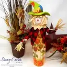 Stony Creek Decorative Lighted Glass Scarecrow in Flannel Shirt 18" Vase BTG1309