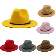 Vintage Felt Wide Brim Bowler Fedora Hat Winter Floppy Men &Women Cap Hat