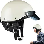 Motorcycle Half Helmet, Open Face Helmet, Lightweight Cool Motor Cap, Breathable Liner Comfort, Ideal for Street Cruising, Racing, Scooter, and Motocross Riding, White Color