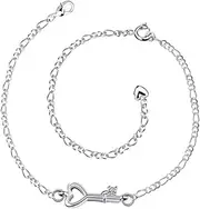 [FOYTOKI] Chic Foot Chain Ankle Bracelet Key-shaped Silver Jewelry Fashion Anklet with Extender Chain