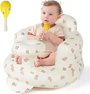Inflatable Baby Seat Portable Baby Chair Inflatable Chair for Babies 3 Months & Up Infant Back Support Baby Sofa Foldable Blow Up Baby Beach High Chair with Built in Air Pump