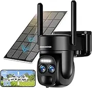 4K 8MP Solar Security Cameras Wireless Outdoor Battery Powered,360°PTZ Wireless Cameras for Home Security with Spotlight Siren, 5Dbi Dual antenna,PIR Human Detection,Color Night Vision,2-Way Talk