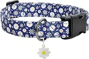 Flower Patterns Dog Collar with Accessories, Soft Cotton Dog Collars for Small Medium Large Female and Male Dogs