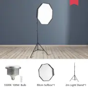 Studio Octagonal Dimmable LED Softbox Lighting Stand Photography Soft Box Kit