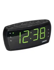 [Lenoxx] Large Number Alarm Clock & AM/FM Radio, Bold Green LED Time Screen in Black