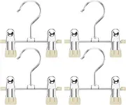 Toddler Pants Hangers with Clips – 4-Pack Non-Slip Closet Organization Trousers Rack | Easy to Use & Portable Clothes Stand, Kids Clothing Hangers Suitable for Bedroom, Hotel, and Home Use
