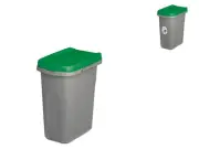 Waste Bin Ecosystem 15 Liters Lid Green Grey Stefanplast