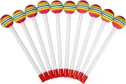10 Pieces Drum Sticks for Kids, Rainbow Lollipop Drumsticks Soft Foam Head Beat Toy Percussion Mallets