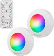 Sleek motion sensor puck lights—color changing, remote-controlled LED magic.