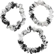 CELESTIAL SILK Mulberry Silk Scrunchies for Hair (Small, White Marble)