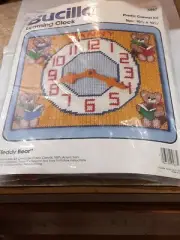 Bucilla Learning Clock 5867 plastic canvas kit teddy bear 10 x 12.5 personalize