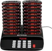 Retekess TD183 Wireless Paging System 1pc Keypad and 20 pcs Coaster Pager for Gourmet Window, Milk Tea Shop, Dining Car Coaste