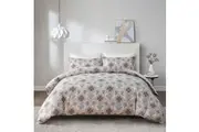 4PCS Quilt/Duvet Cover Flat Sheet Pillowcase Soft Microfiber Bedding Set Beige