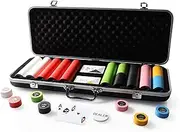 The Diamond 500 Chip Poker Set - Black Case - 14g Poker Chips - 2 x Jacks PRO 100% Plastic Playing Cards