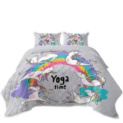 Rainbow Yoga Time Unicorn Coverlet