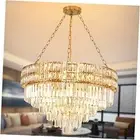 Modern Crystal Chandelier Gold Finish Light Fixture, Round Crystal Pendant