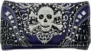 [Lucazzi] Skull Wristlet Wallet for Women - Crossbody Bag Gothic Purse, Purple