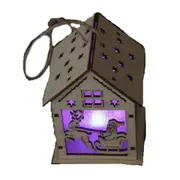 2PC Christmas Luminous Wooden House Christmas Tree Decorations Hanging Ornaments DIY Gift Window Decoration, Style:Small Pulling Santa Claus