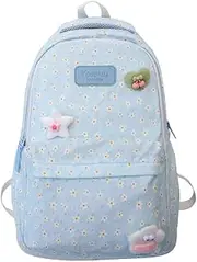 [Generic] Ladies Cute Backpack Large Capacity All-Match School Bag Floral Printed Simple Travel Rucksack School Outdoor Backpack