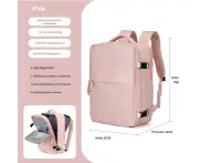 Water-Resistant Laptop Backpack with USB Charging Port and Wet-Dry Separation (Pink)