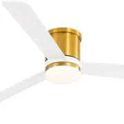 Breezary 52-in Matte White and Gold Ceiling Fan LED Light Flush Mount w/ Remote