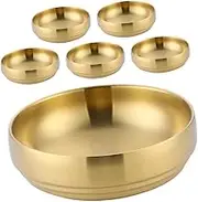 Mobestech 6PCS Stainless Steel Mini Mixing Bowls Korean Kimchi Soy Sauce Dishes Round Dipping Bowls for Condiments Ergonomic Space Saving Containers for Home Gatherings