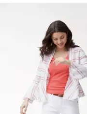 Tommy Bahama Marcella Stripe Linen Jacket NWT size XS PARADISE PINK