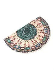 [Marlow] Half Moon Semi-Circle Velvety Non Slip Entrance Floor Rug 60x90 in Multi